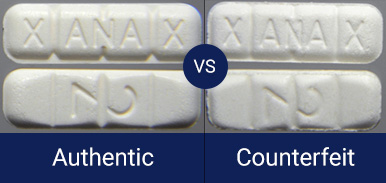 Comparison of authentic vs counterfeit xanax pills