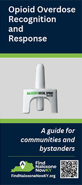 The front cover of a naloxone informational pamphlet